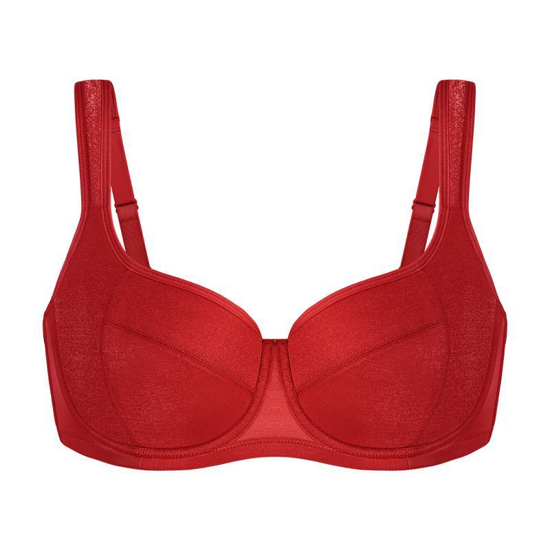 Ponco Red Wide-Strap Sports Bra with Underwire, Sizes 32B-38B