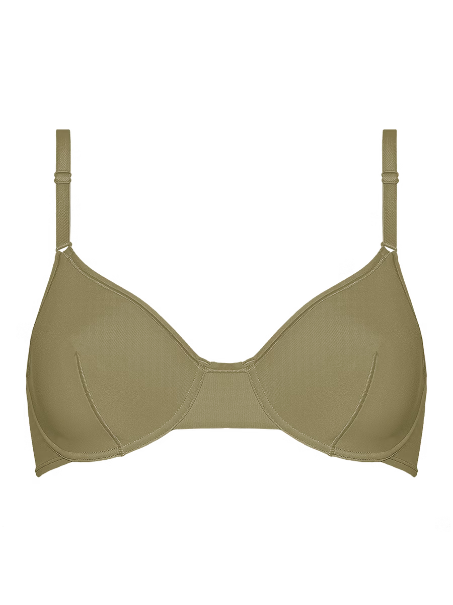 Ponco Sage Green Seamless Lightly Padded T-Shirt Bra with Underwire, Sizes 32B-38B
