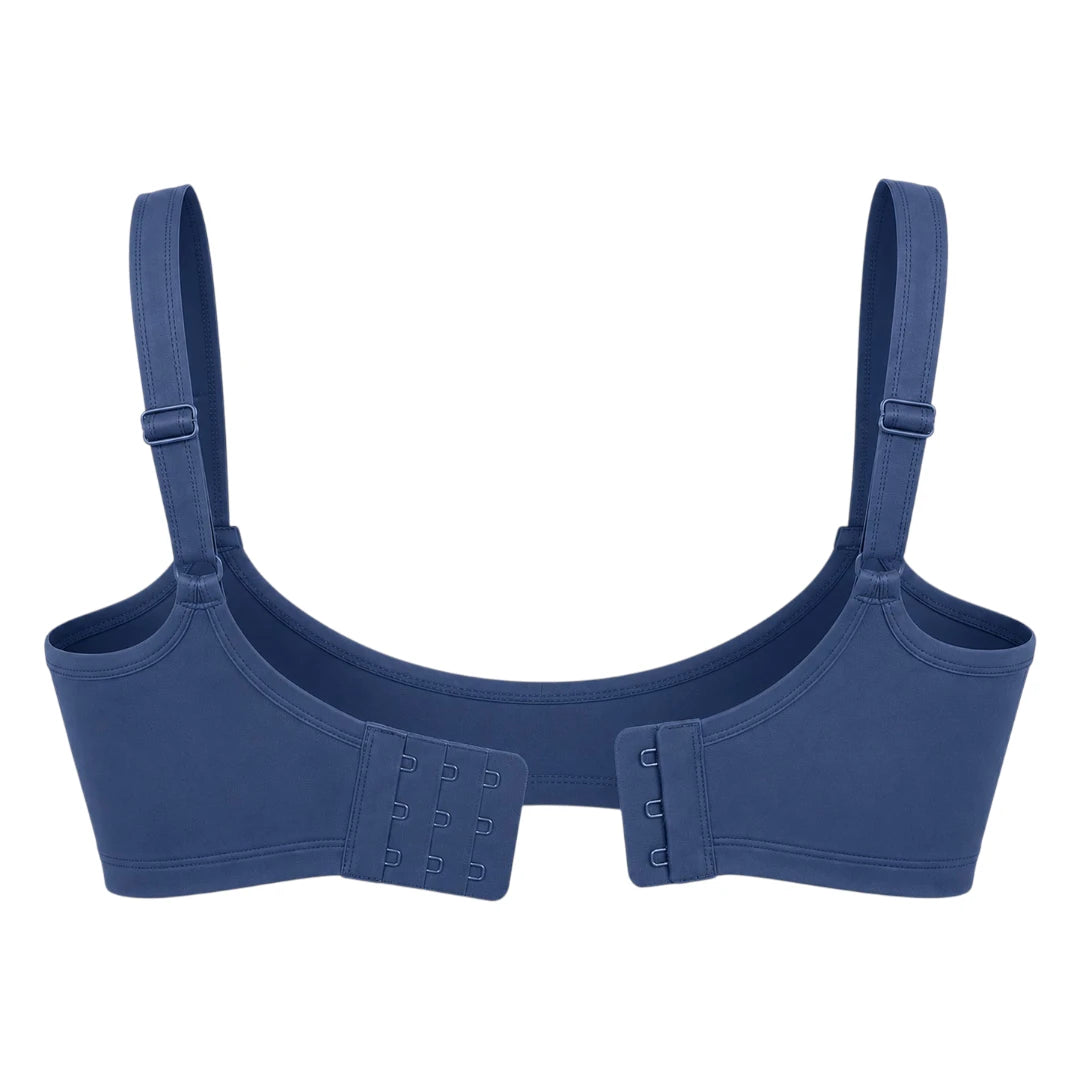 Ponco Navy Blue Wide-Strap Sports Bra with Underwire, Sizes 32B-38B