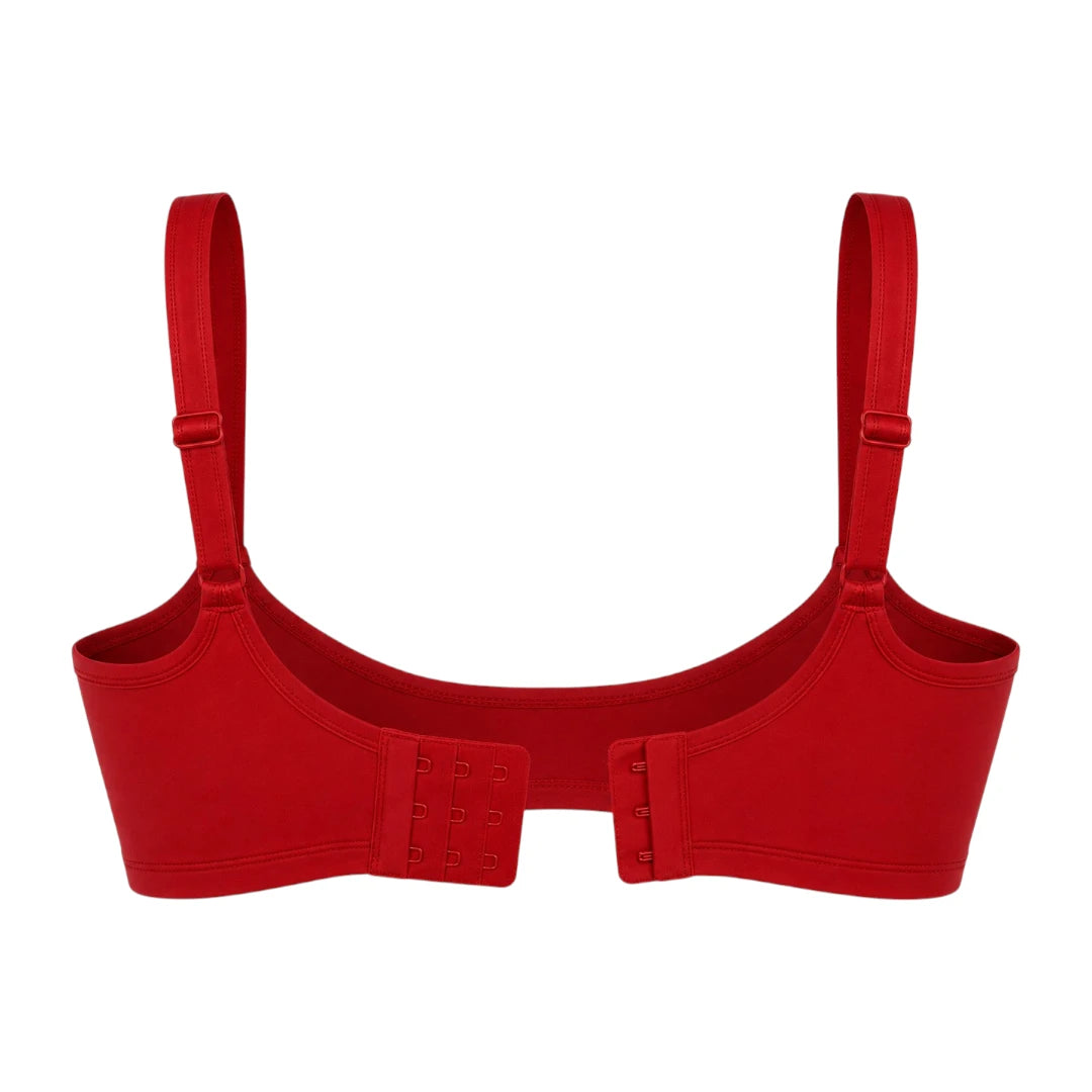 Ponco Red Wide-Strap Sports Bra with Underwire, Sizes 32B-38B