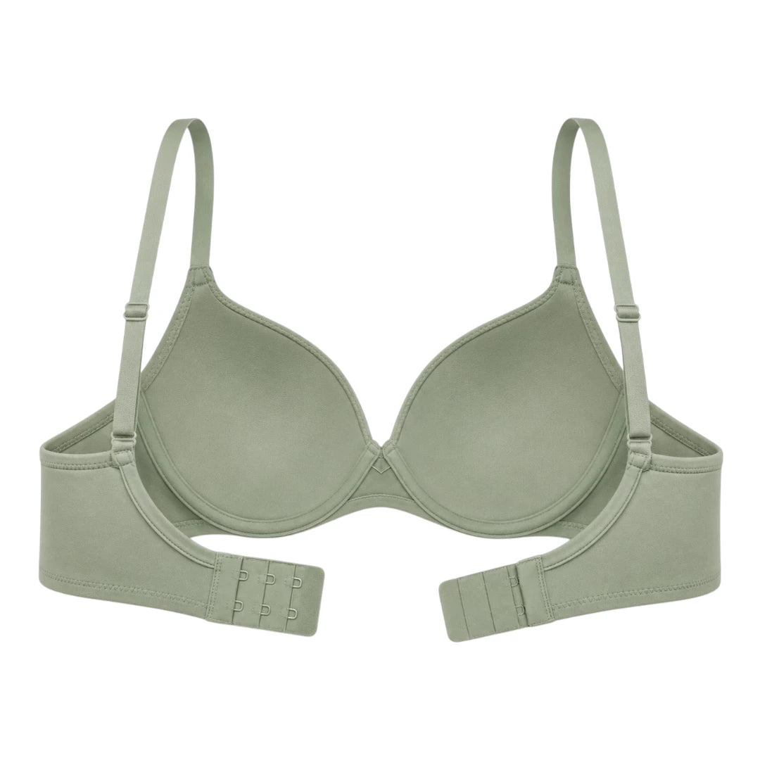 Ponco Sage Green Seamless Lightly Padded T-Shirt Bra with Underwire, Sizes 32B-38B