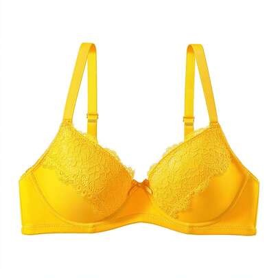 Ponco Yellow Plunge Padded Bra with Underwire, Sizes 32B-38B