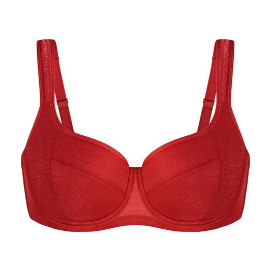 Ponco Red Wide-Strap Sports Bra with Underwire, Sizes 32B-38B