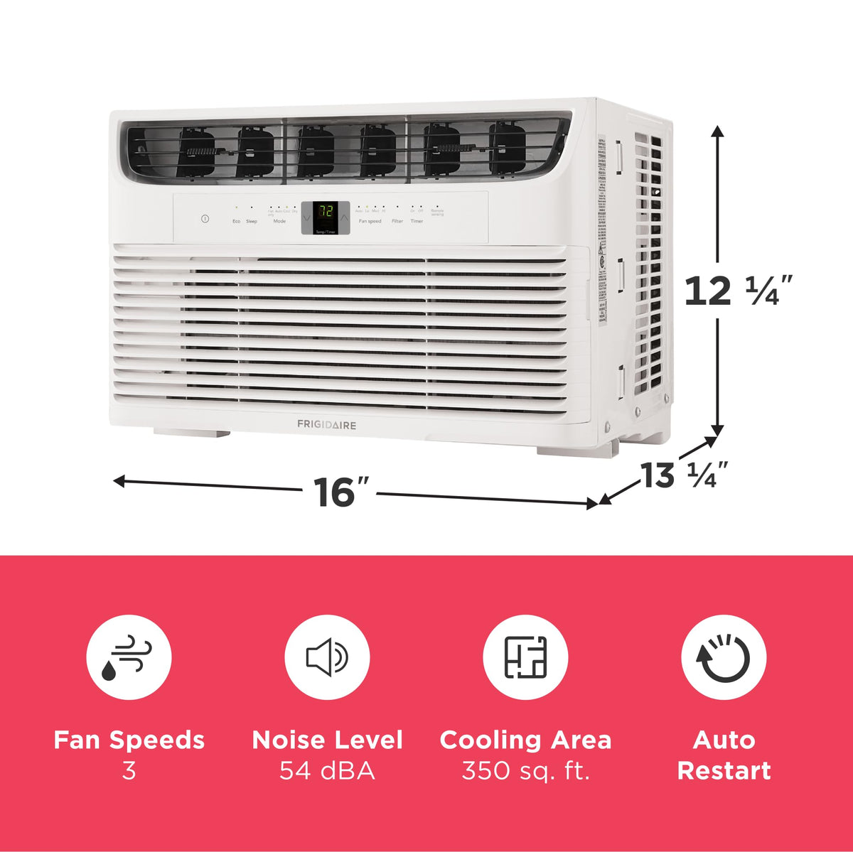 8,000 BTU Window Air Conditioner with Remote Control, Cools Up to 350 Sq. Ft., Quiet Operation, Eco Mode