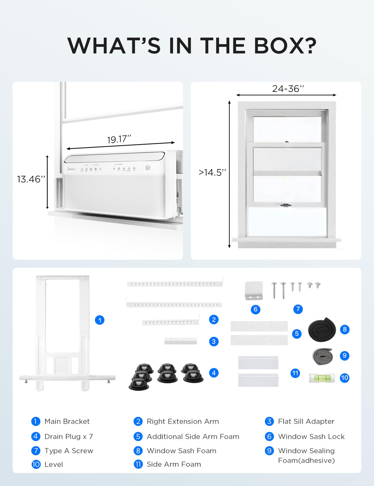 Midea 8,000 BTU U Shaped Window Air Conditioner, Cools up to 350 Sq Ft