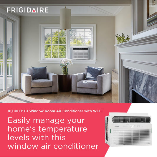 10,000 BTU Smart Window Air Conditioner with Wi-Fi, Cools Up to 450 Sq. Ft., Remote Control, Quiet Operation
