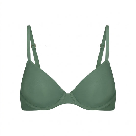Ponco Sage Green Seamless Lightly Padded T-Shirt Bra with Underwire, Sizes 32B-38B