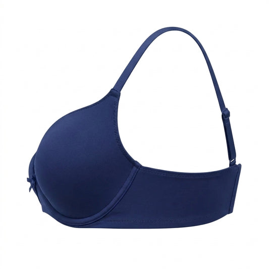 Ponco Navy Blue Wide-Strap Sports Bra with Underwire, Sizes 32B-38B