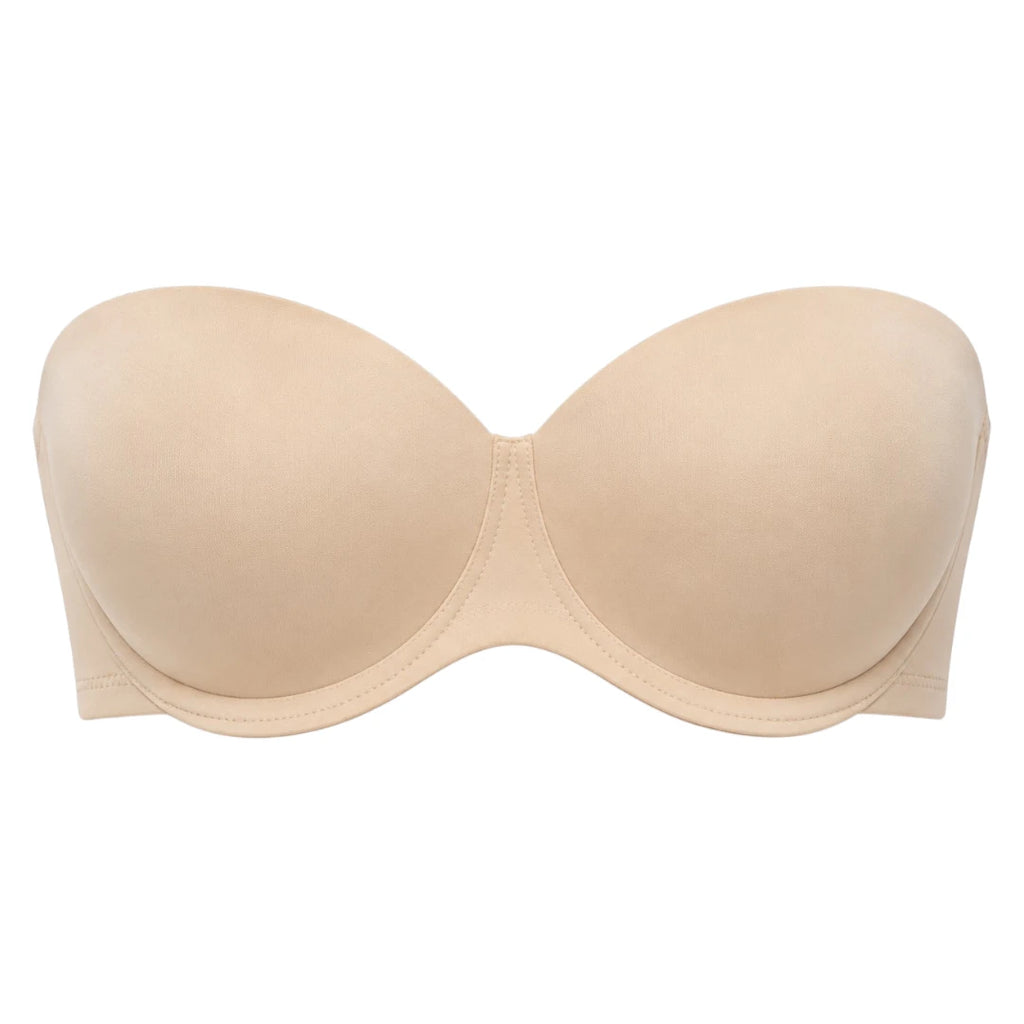Ponco Beige Strapless Padded Bra with Underwire, Sizes 32B-38B
