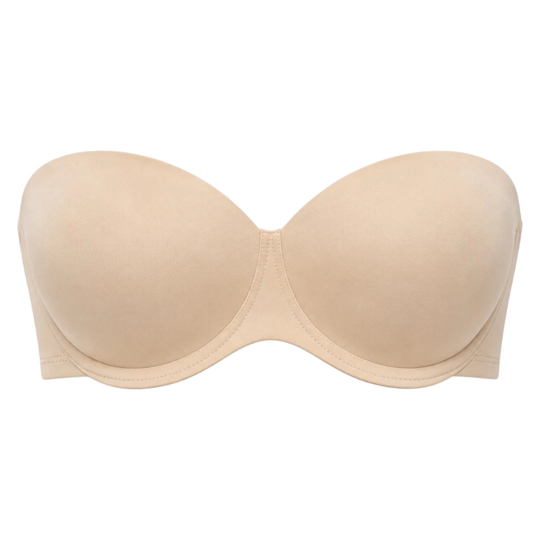 Ponco Beige Strapless Padded Bra with Underwire, Sizes 32B-38B