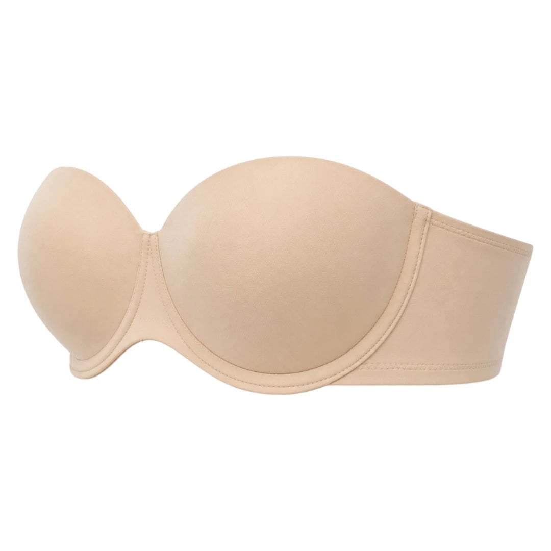 Ponco Beige Strapless Padded T-Shirt Bra with Underwire, Sizes 32B-38B