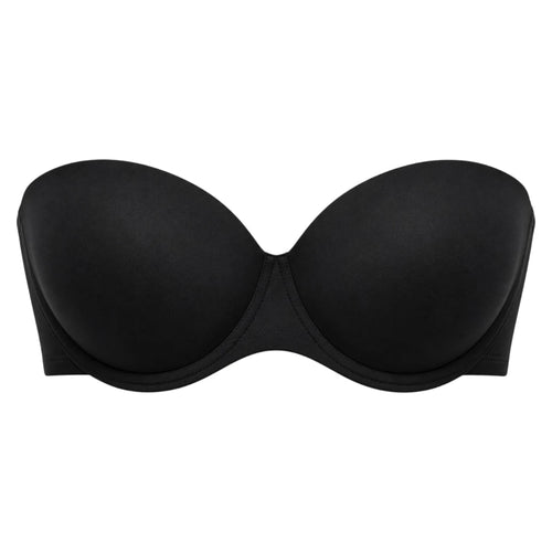 Ponco Black Strapless Padded Bra with Underwire, Sizes 32B-38B