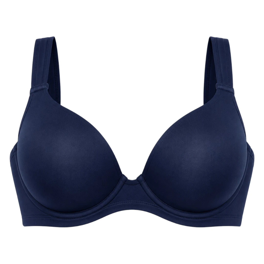 Ponco Navy Blue Plunge Padded Bra with Underwire, Sizes 32B-38B