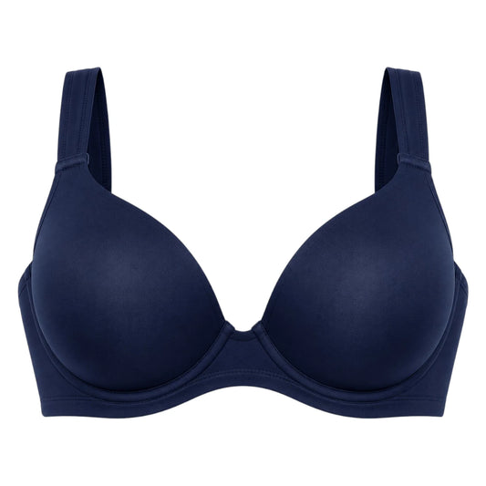 Ponco Navy Blue Plunge Padded Bra with Underwire, Sizes 32B-38B