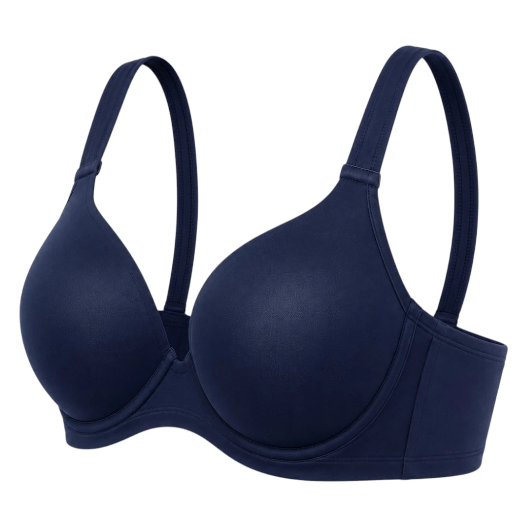 Ponco Navy Blue Plunge Padded Bra with Underwire, Sizes 32B-38B