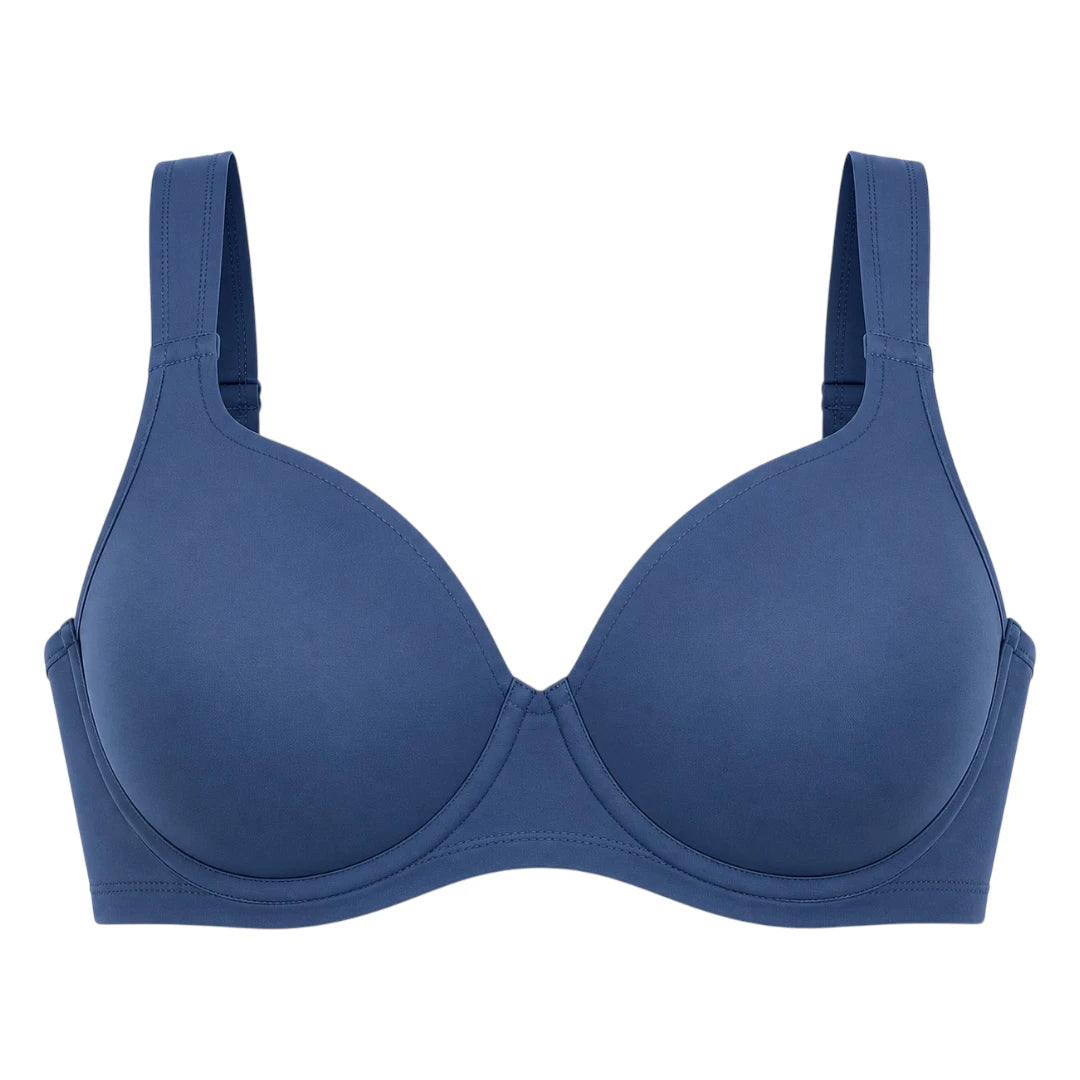 Ponco Navy Blue Wide-Strap Sports Bra with Underwire, Sizes 32B-38B
