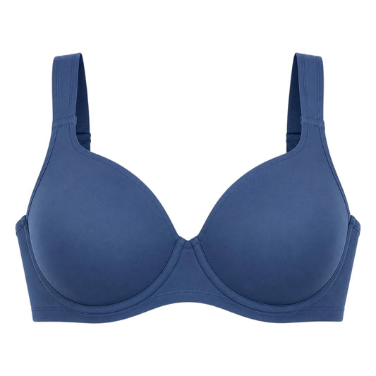 Ponco Navy Blue Wide-Strap Sports Bra with Underwire, Sizes 32B-38B