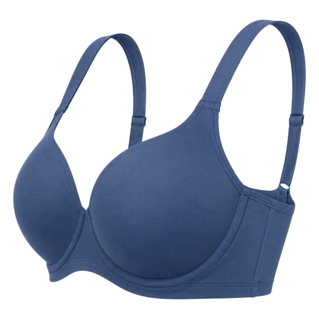Ponco Navy Blue Wide-Strap Sports Bra with Underwire, Sizes 32B-38B