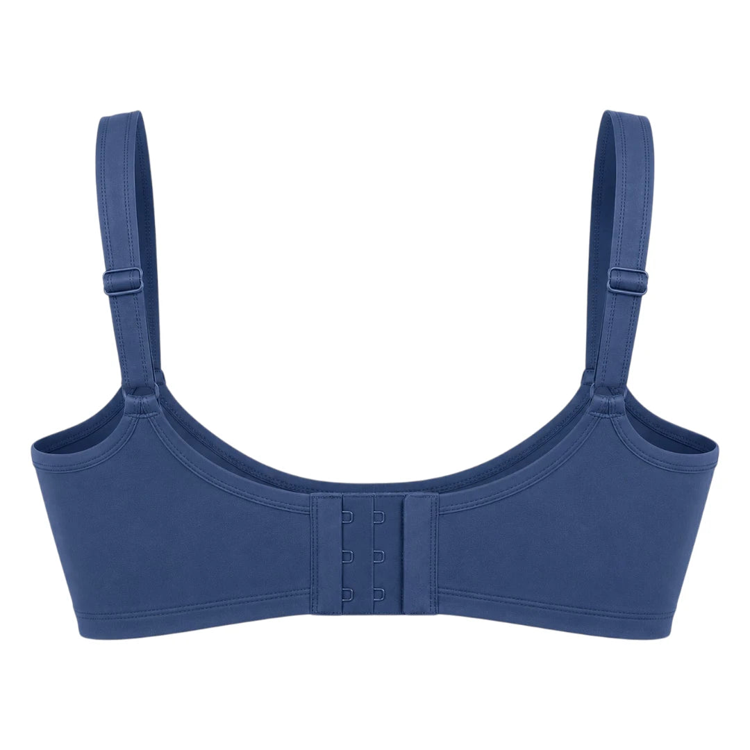 Ponco Navy Blue Wide-Strap Sports Bra with Underwire, Sizes 32B-38B
