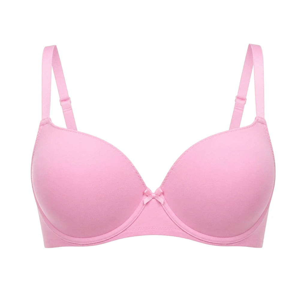 Ponco Pink Seamless Lightly Padded T-Shirt Bra with Underwire, Sizes 32B-38B