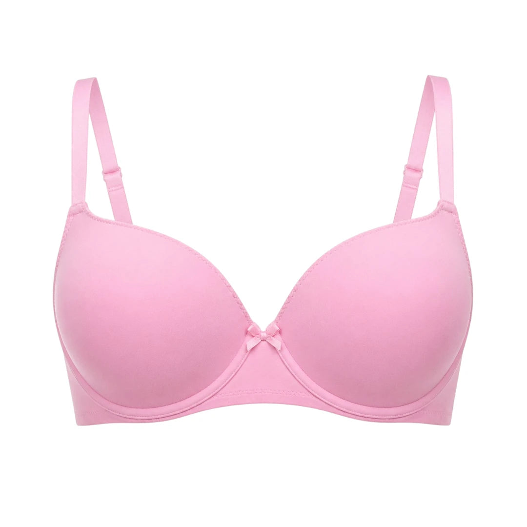 Ponco Pink Seamless Lightly Padded T-Shirt Bra with Underwire, Sizes 32B-38B