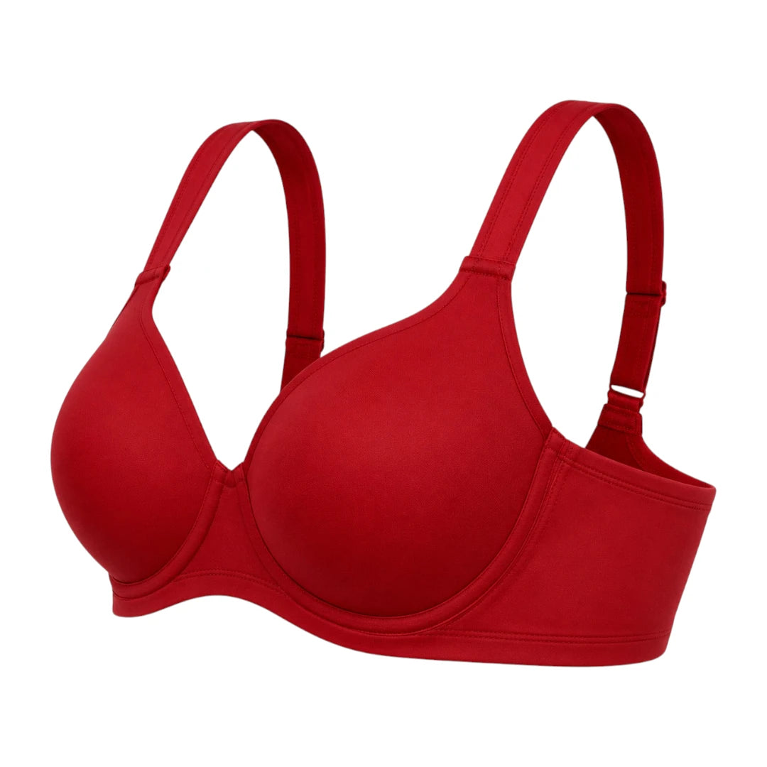 Ponco Red Wide-Strap Sports Bra with Underwire, Sizes 32B-38B