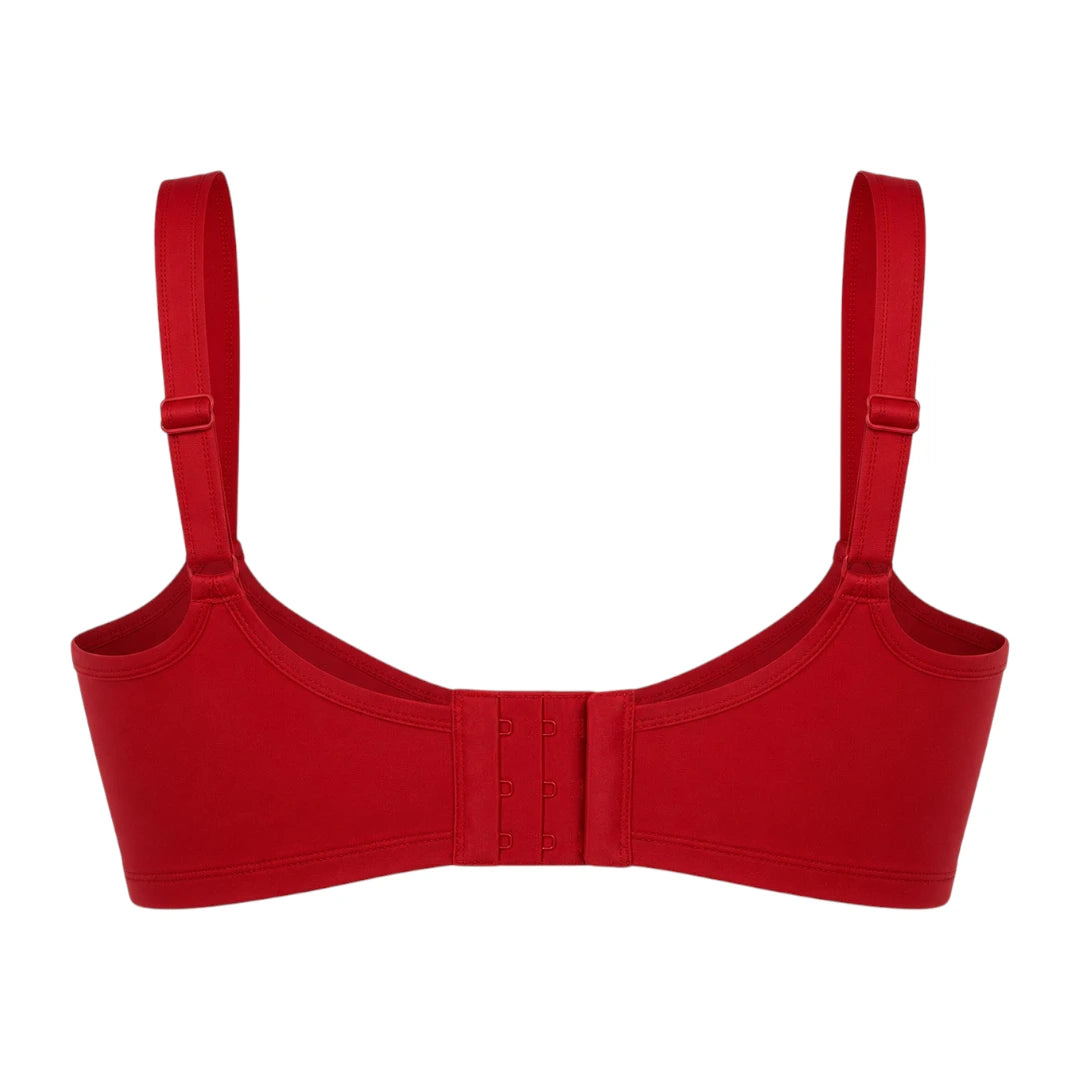 Ponco Red Wide-Strap Sports Bra with Underwire, Sizes 32B-38B