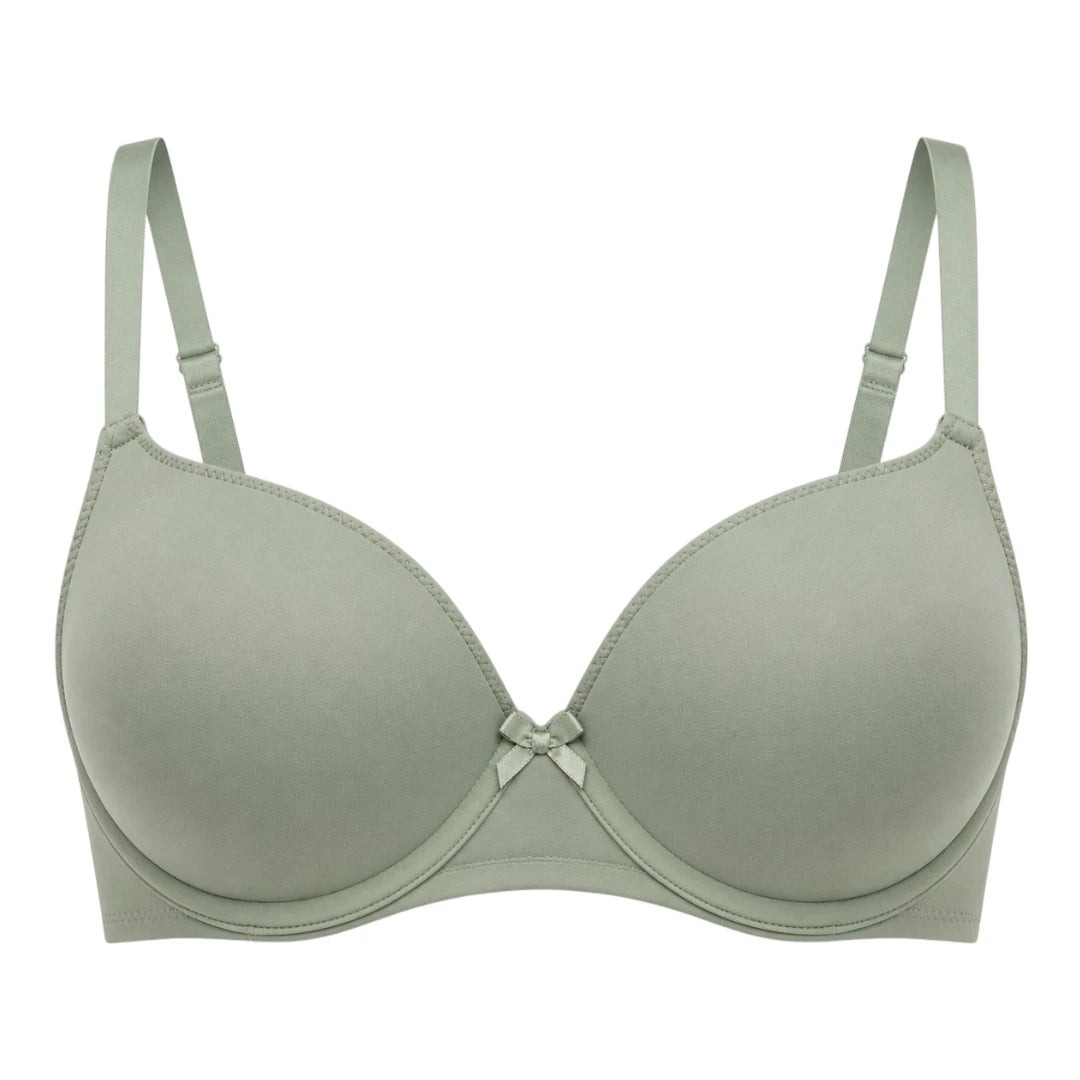Ponco Sage Green Seamless Lightly Padded T-Shirt Bra with Underwire, Sizes 32B-38B