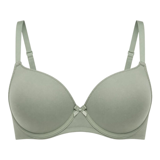 Ponco Sage Green Seamless Lightly Padded T-Shirt Bra with Underwire, Sizes 32B-38B