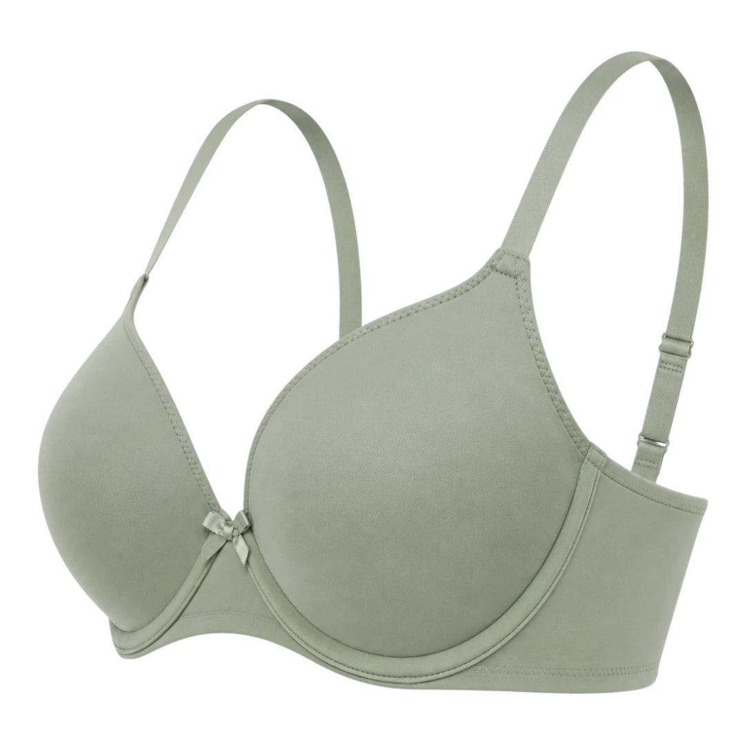 Ponco Sage Green Seamless Lightly Padded T-Shirt Bra with Underwire, Sizes 32B-38B