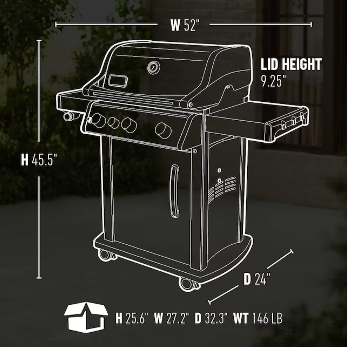 Weber Spirit E-330 Black 3-Burner Liquid Propane Gas Grill with 1 Side Burner